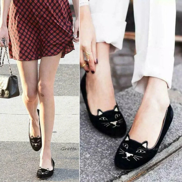 Charlotte Olympia Kitty Cat Gray Suede Flats Loafers, EU 38 US 7.5-8 - Picture 12 of 12